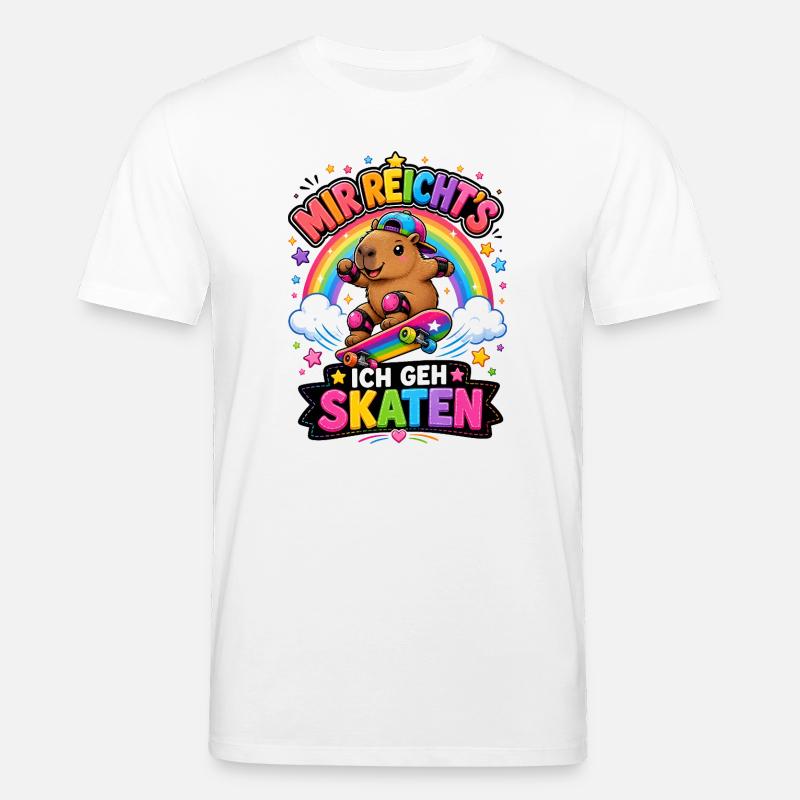 Skate Capybara Regenbogen - Stanley/Stella Unisex Bio-T-Shirt CREATOR  - Weiß