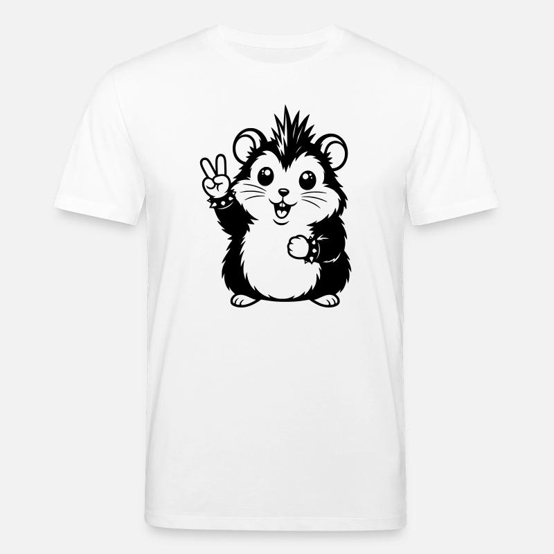 Punker Hamster mit Peace Zeichen - Stanley/Stella Unisex Bio-T-Shirt CREATOR - Weiß