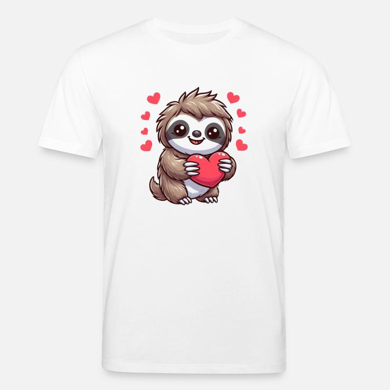 Süßes Faultier Liebe Herz Freundschaft - Stanley/Stella Unisex Bio-T-Shirt CREATOR  - Weiß