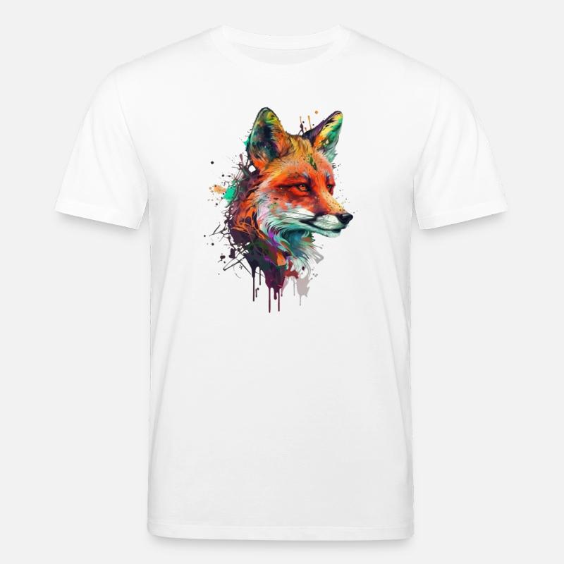 fuchs mit bunten farbklecksen - Stanley/Stella Unisex Bio-T-Shirt CREATOR  - Weiß