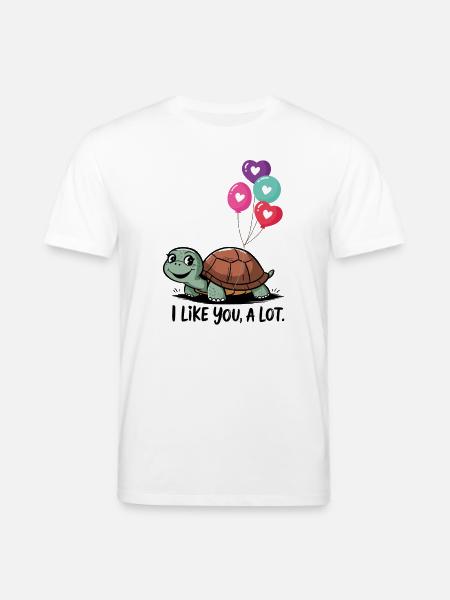 Turtle with Heart Balloons - Stanley/Stella CREATOR Unisex Organic T-Shirt - white