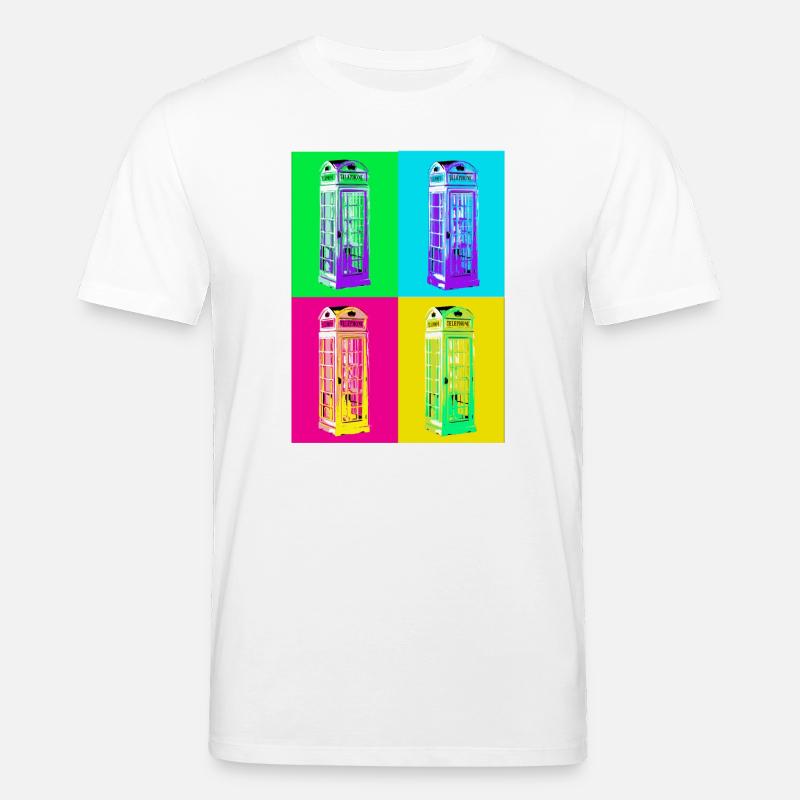 Cabine téléphonique Pop Art multicolore - T-shirt bio CREATOR Stanley/Stella Unisexe - blanc