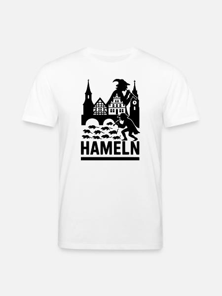 Hamelin City Pied Piper Silhouette - Stanley/Stella CREATOR Unisex Organic T-Shirt - white