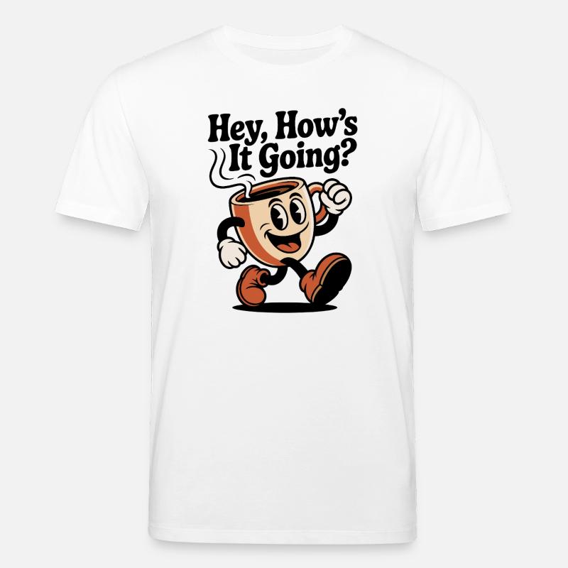 Laufender Kaffeebecher Mascot - Stanley/Stella Unisex Bio-T-Shirt CREATOR  - Weiß