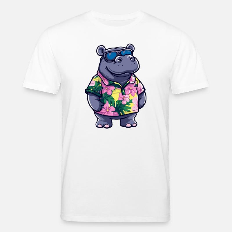 Nilpferd Comic Urlaub - Stanley/Stella Unisex Bio-T-Shirt CREATOR  - Weiß