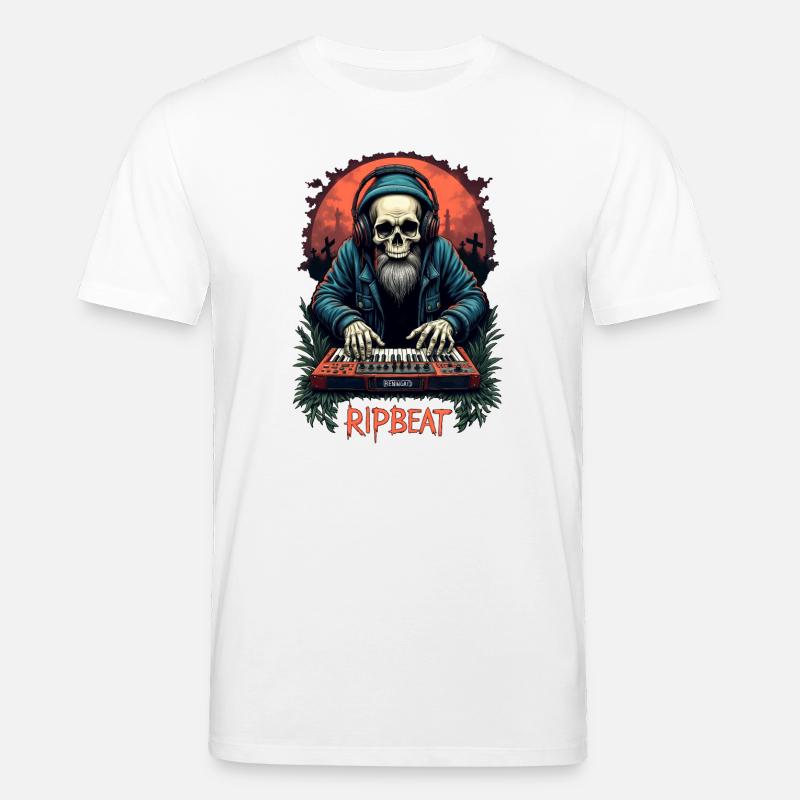 RIPBEAT : squelette avec un synthétiseur - T-shirt bio CREATOR Stanley/Stella Unisexe - blanc