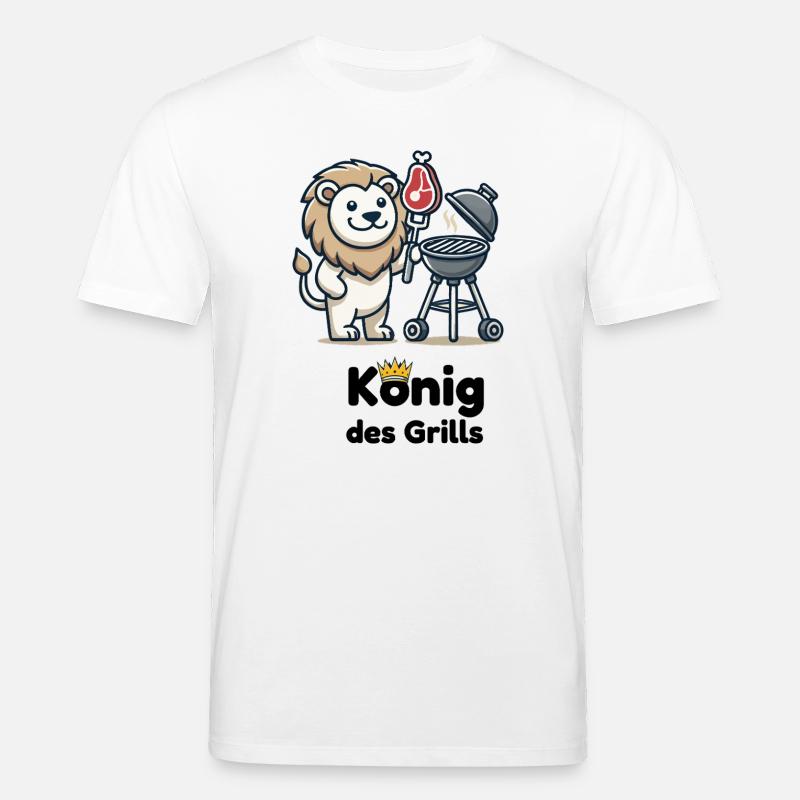 Löwe am Grill mit Krone - Stanley/Stella Unisex Bio-T-Shirt CREATOR  - Weiß