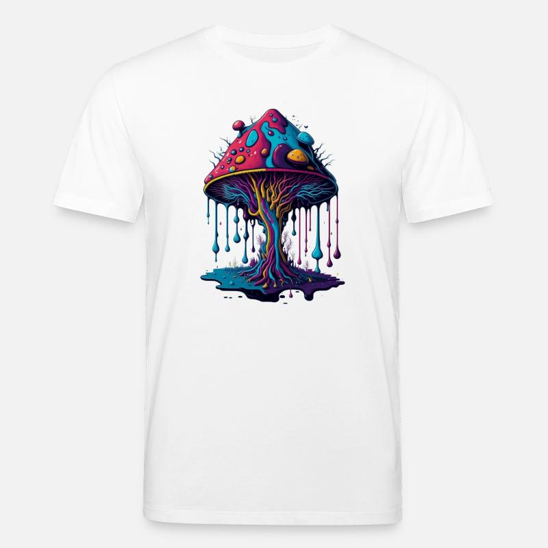 Psychedelischer Leuchtpilz Wald - Stanley/Stella Unisex Bio-T-Shirt CREATOR  - Weiß
