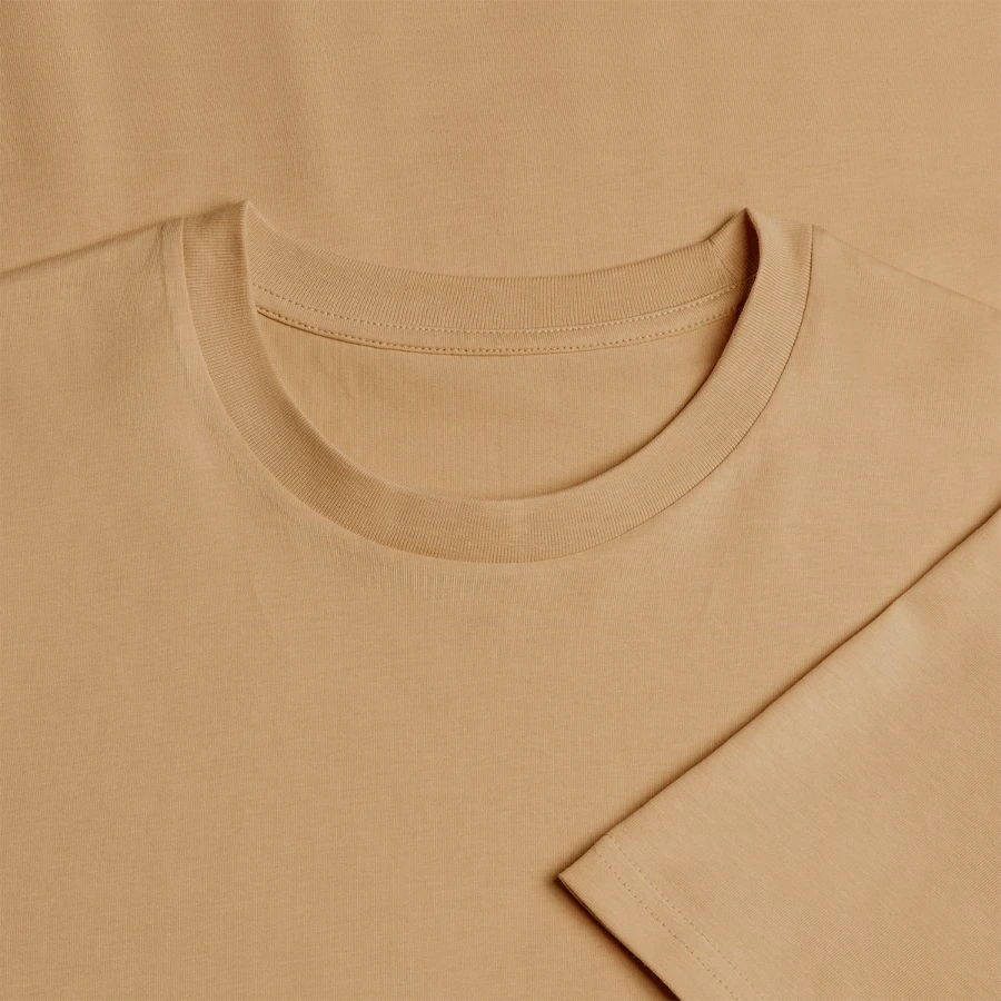 Agrigento badge on a stanley/stella creator unisex organic t-shirt, caramel , neck label