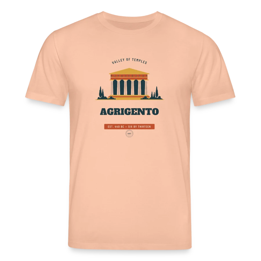 Agrigento badge on a stanley/stella creator unisex organic t-shirt, peach, front