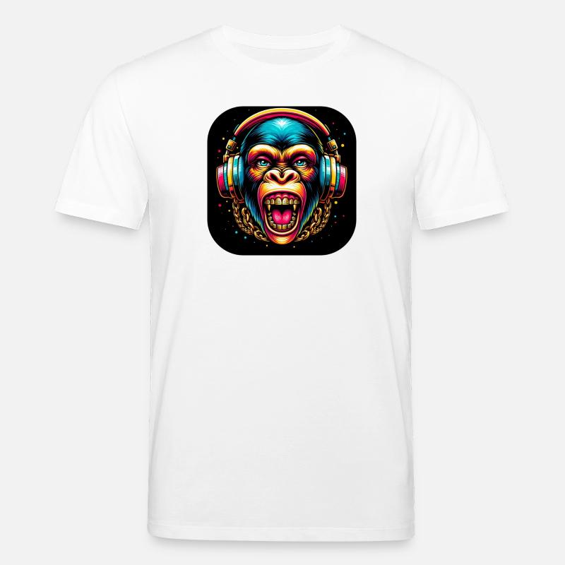 Affe Gefährlich Zähne Kopfhörer - Stanley/Stella Unisex Bio-T-Shirt CREATOR  - Weiß