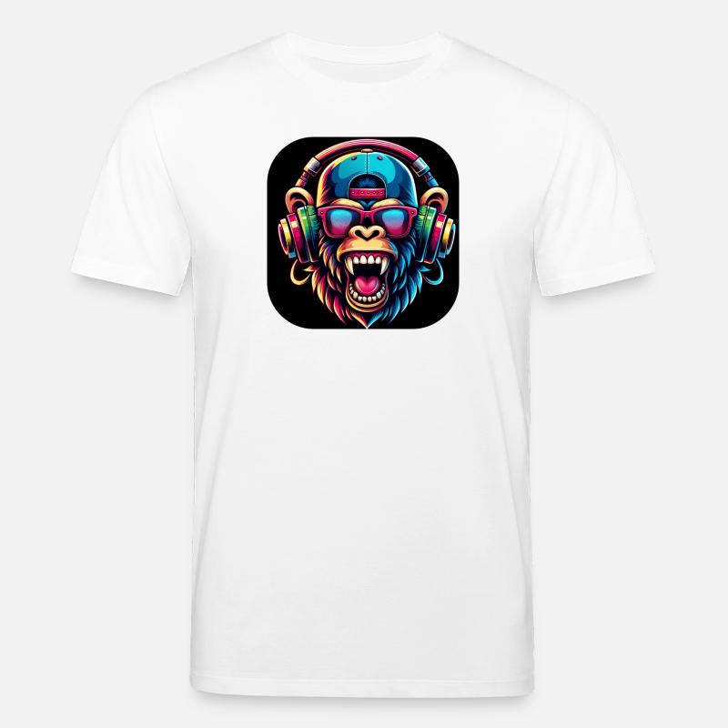 Affe Bunt Zähne Brüllen Cap - Stanley/Stella Unisex Bio-T-Shirt CREATOR  - Weiß