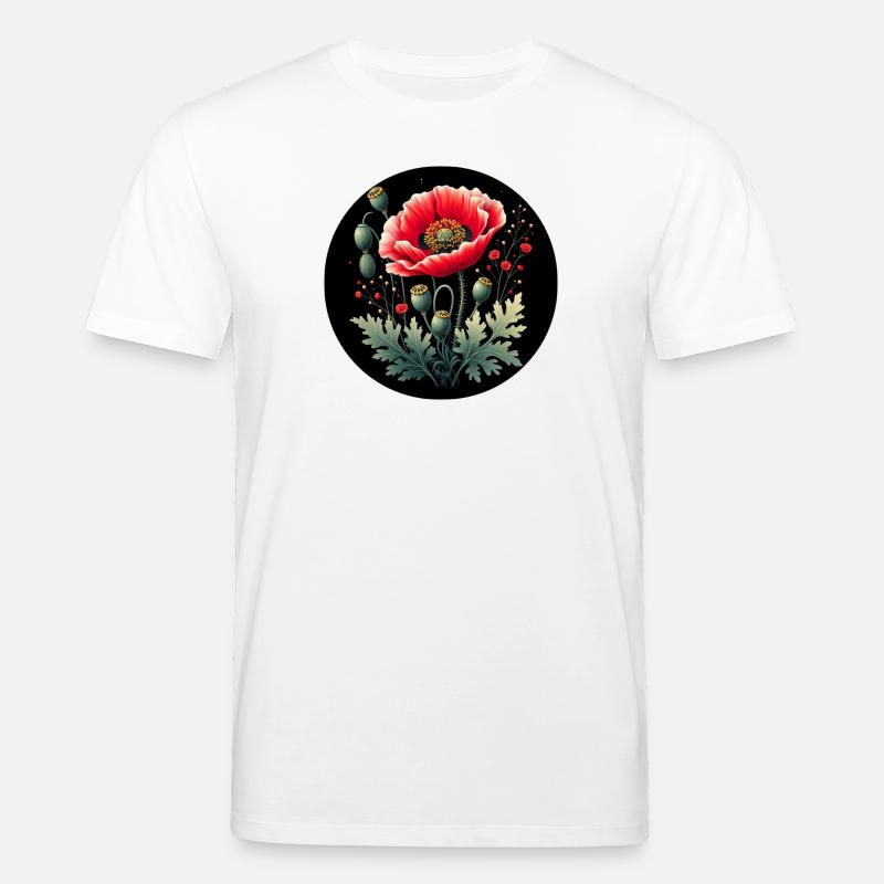 Blumenmotiv Mohnblume Schwarzer Hintergrund - Stanley/Stella Unisex Bio-T-Shirt CREATOR  - Weiß