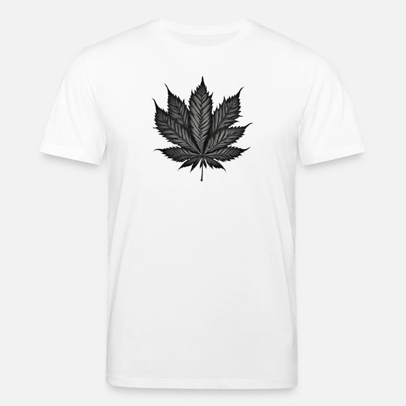 Monochromes Cannabisblatt auf Schwarz - Stanley/Stella Unisex Bio-T-Shirt CREATOR  - Weiß