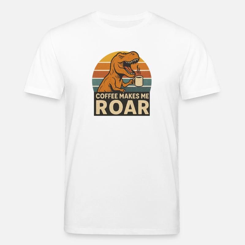 Dinosaur Coffee Roar Fun Design - Stanley/Stella Unisex Bio-T-Shirt CREATOR  - Weiß