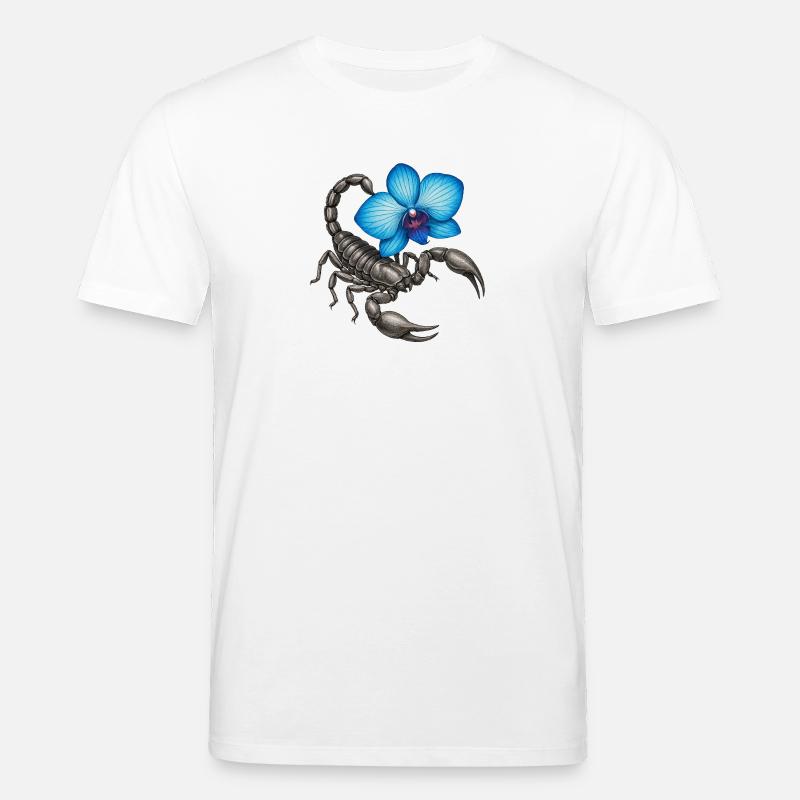 Skorpion mit blauer Orchidee - Stanley/Stella Unisex Bio-T-Shirt CREATOR - Weiß
