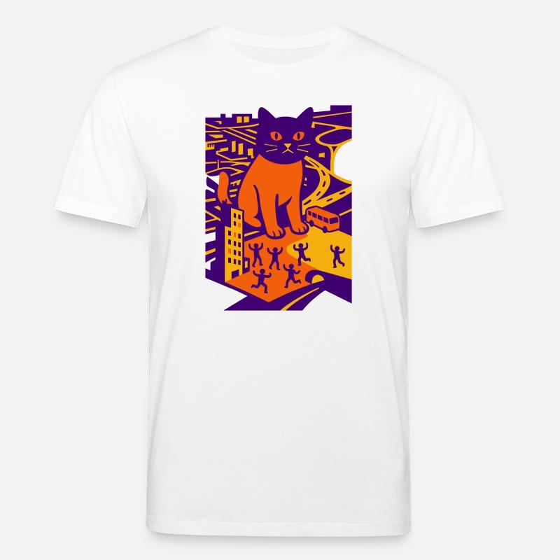 Chat géant dans la ville - T-shirt bio CREATOR Stanley/Stella Unisexe - blanc