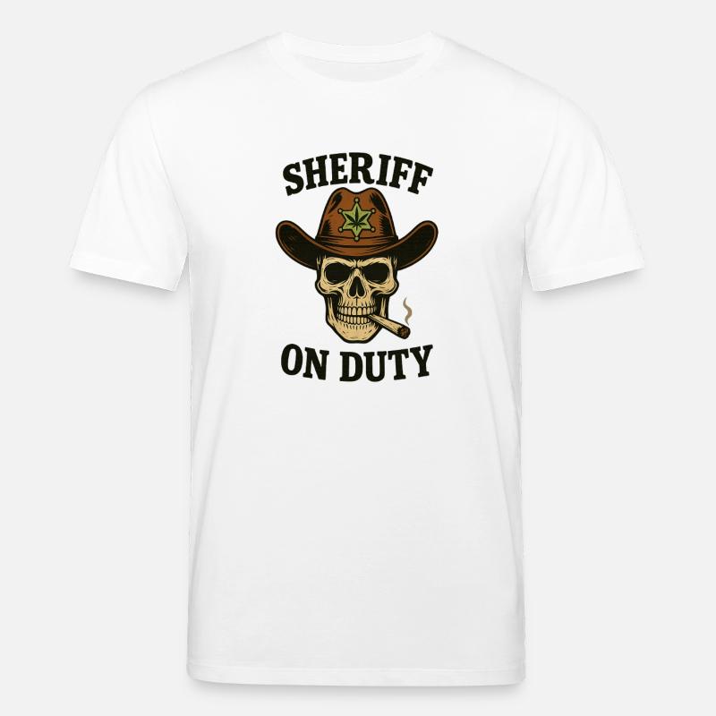 Sheriff Totenschädel mit Zigarre und Abzeichen - Stanley/Stella Unisex Bio-T-Shirt CREATOR - Weiß