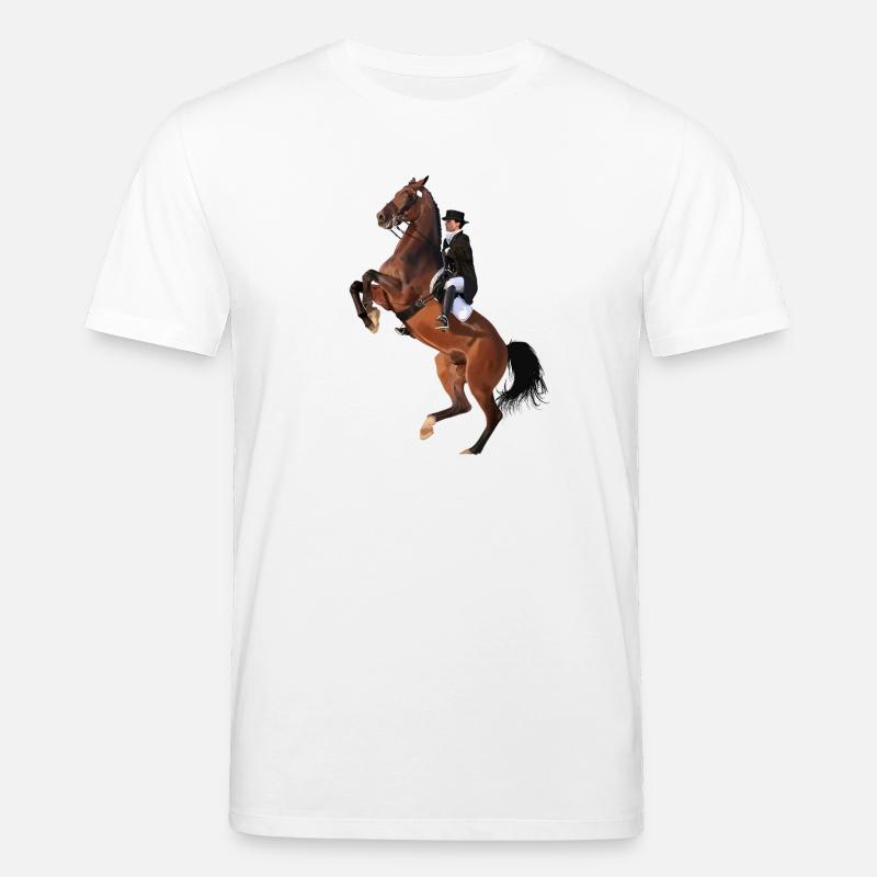 Eleganter Reiter auf Springendem Pferd - Stanley/Stella Unisex Bio-T-Shirt CREATOR  - Weiß