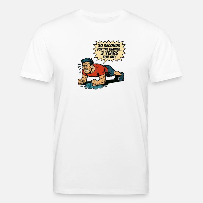 Funny Retro Gym Comic – Plank Struggle - Stanley/Stella Unisex Bio-T-Shirt CREATOR  - Weiß