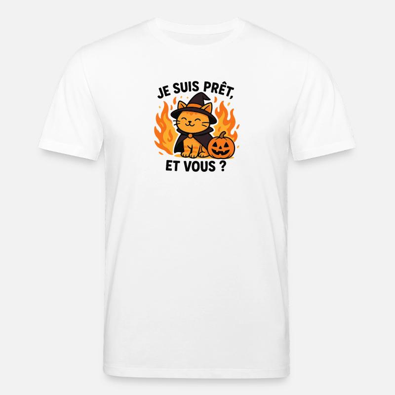 Halloween Zauberer Katze Bereit - Stanley/Stella Unisex Bio-T-Shirt CREATOR  - Weiß