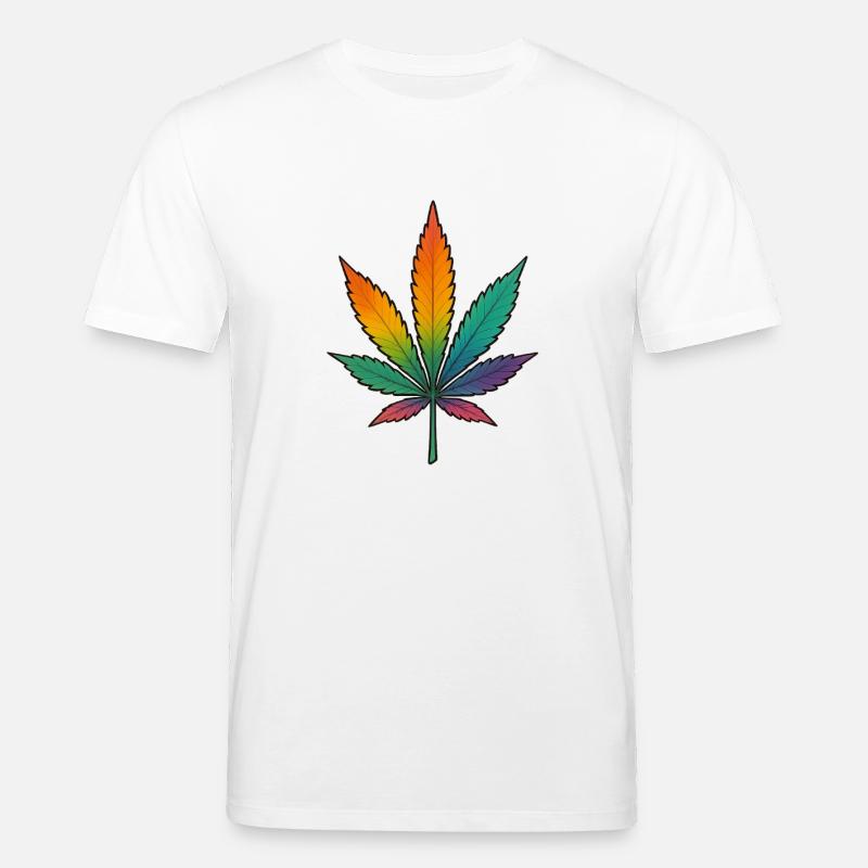 Conception de feuille de cannabis arc-en-ciel - T-shirt bio CREATOR Stanley/Stella Unisexe - blanc