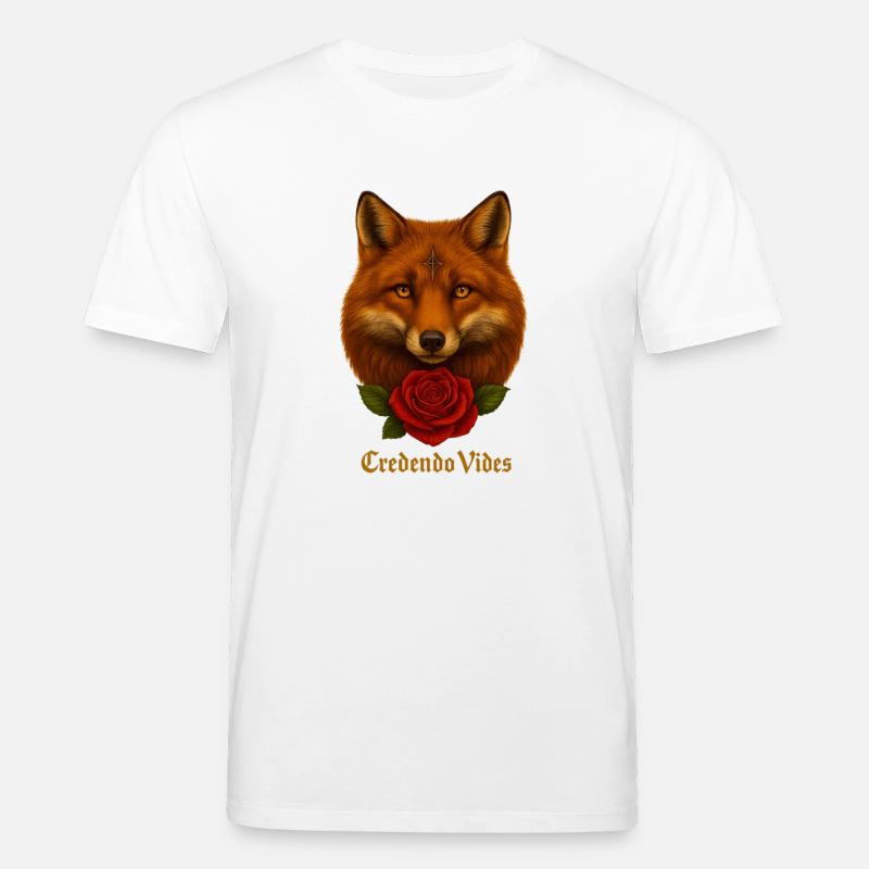 Fuchs mit Rose - Credendo Vides - Stanley/Stella Unisex Bio-T-Shirt CREATOR  - Weiß
