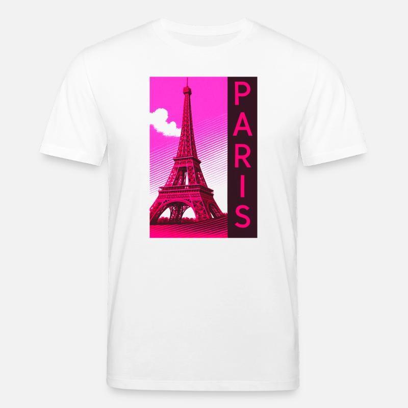 Paris Pink Eiffel Turm Retro - Stanley/Stella Unisex Bio-T-Shirt CREATOR  - Weiß