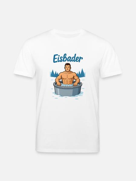 Eisbader Muskelmann im Eisbad - Stanley/Stella CREATOR Unisex Organic T-Shirt - white