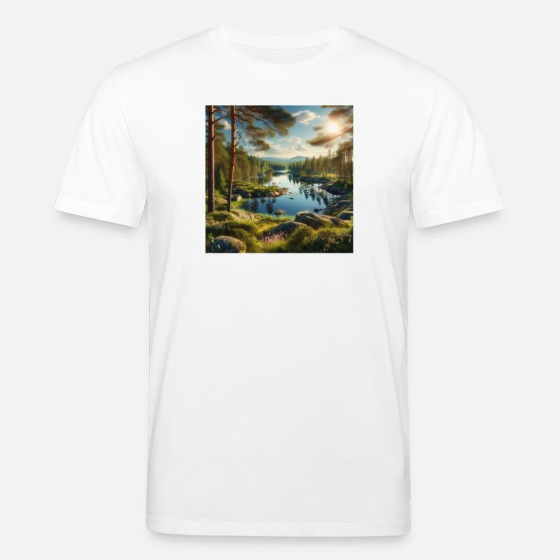 Waldsee in der Abendsonne - Stanley/Stella Unisex Bio-T-Shirt CREATOR - Weiß