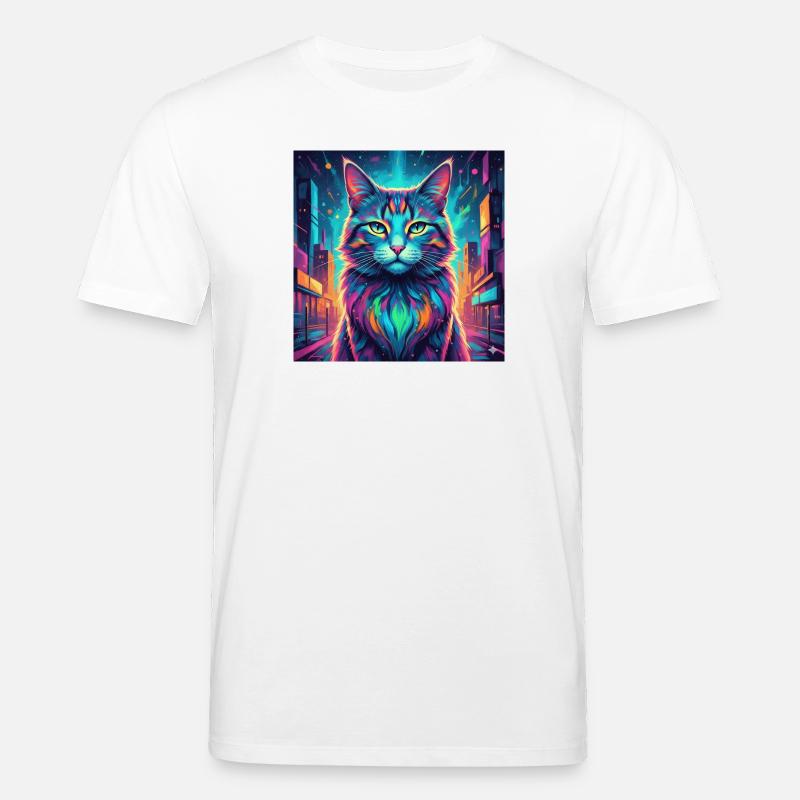 Chat néon - T-shirt bio CREATOR Stanley/Stella Unisexe - blanc