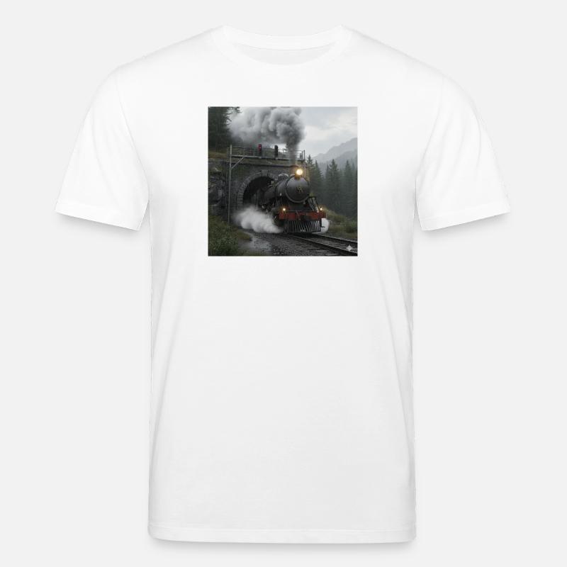 Dampfzug durch den Wald am Tunnel - Stanley/Stella Unisex Bio-T-Shirt CREATOR  - Weiß