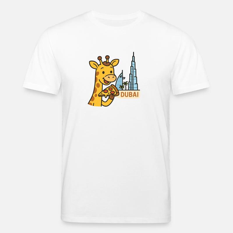 Dubai Giraffe mit Pizza - Stanley/Stella Unisex Bio-T-Shirt CREATOR  - Weiß