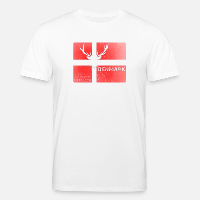 Danemark faune Drapeau Cerf - T-shirt bio CREATOR Stanley/Stella Unisexe - blanc