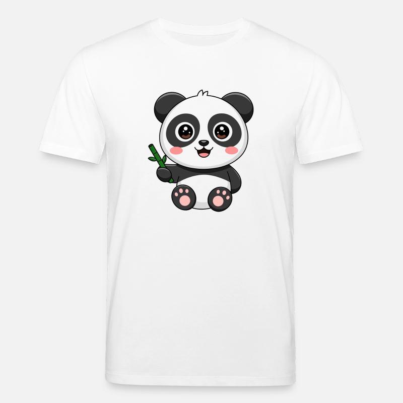 Mignon bébé panda avec bambou - T-shirt bio CREATOR Stanley/Stella Unisexe - blanc