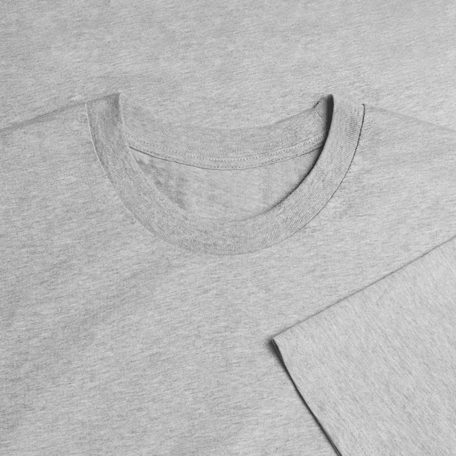 Pisa badge on a stanley/stella creator unisex organic t-shirt, heather grey, neck label