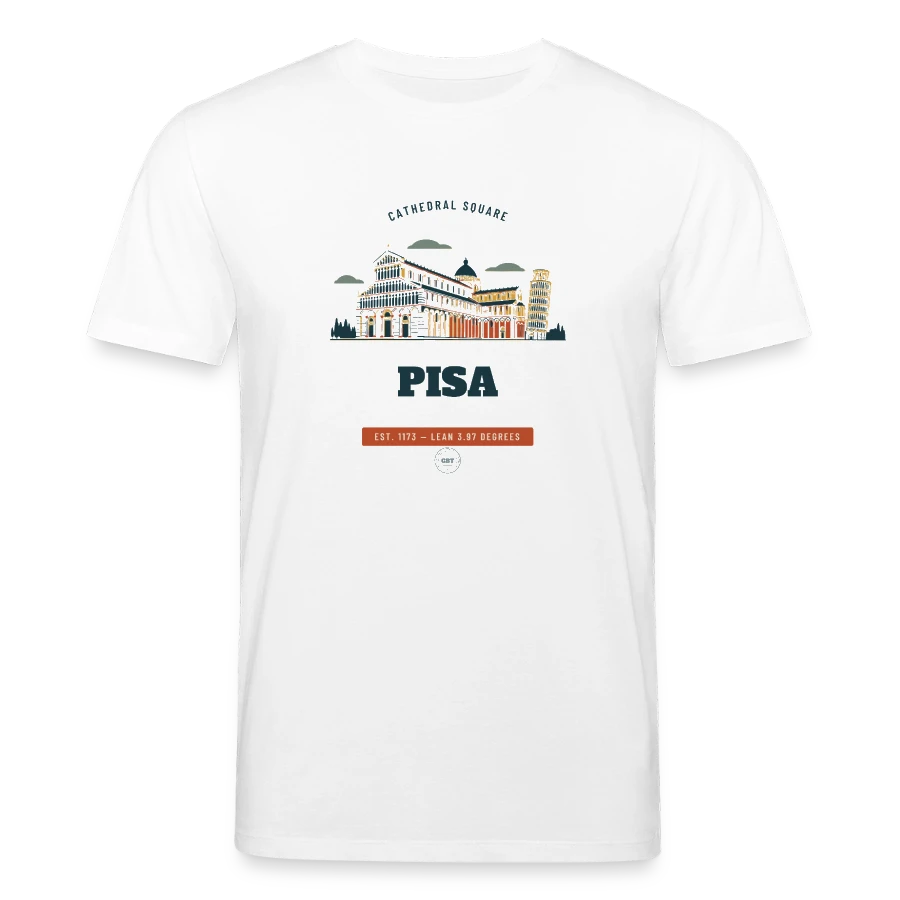 Pisa badge on a stanley/stella creator unisex organic t-shirt, white, front
