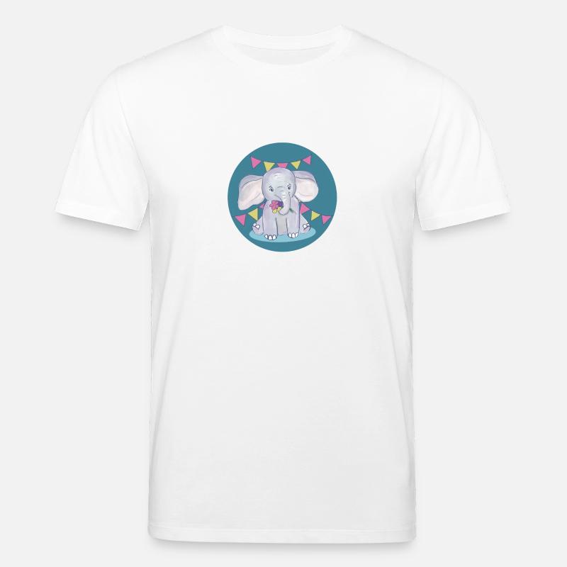 Elephant celebrates birthday - Stanley/Stella CREATOR Unisex Organic T-Shirt - white