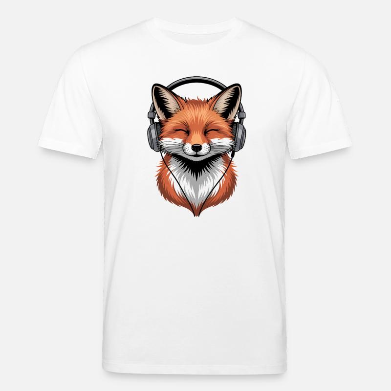 Fuchs mit Kopfhörern - Stanley/Stella Unisex Bio-T-Shirt CREATOR  - Weiß