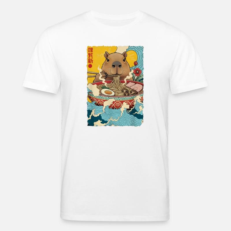 Capybara isst Ramen Nudeln - Stanley/Stella Unisex Bio-T-Shirt CREATOR  - Weiß