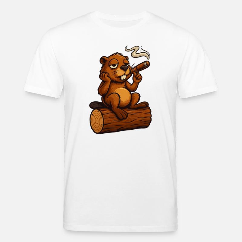 Chillender Biber mit Zigarre - Stanley/Stella Unisex Bio-T-Shirt CREATOR  - Weiß