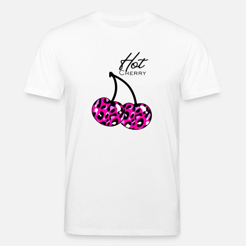 Pink leopard pattern cherry - Stanley/Stella CREATOR Unisex Organic T-Shirt - white