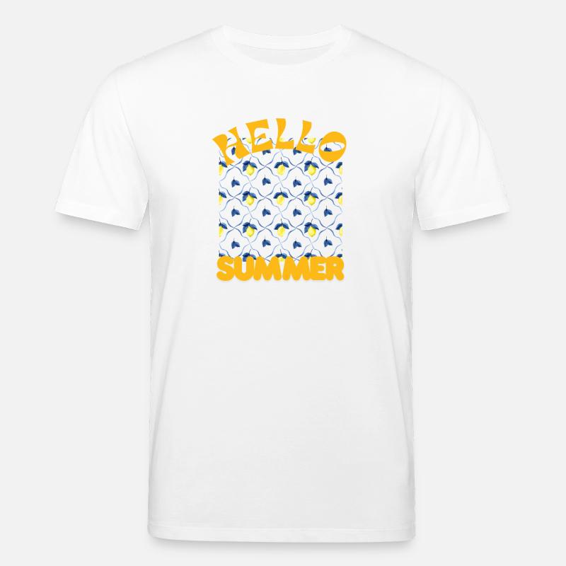 Hallo Sommer Zitronenmuster - Stanley/Stella Unisex Bio-T-Shirt CREATOR  - Weiß