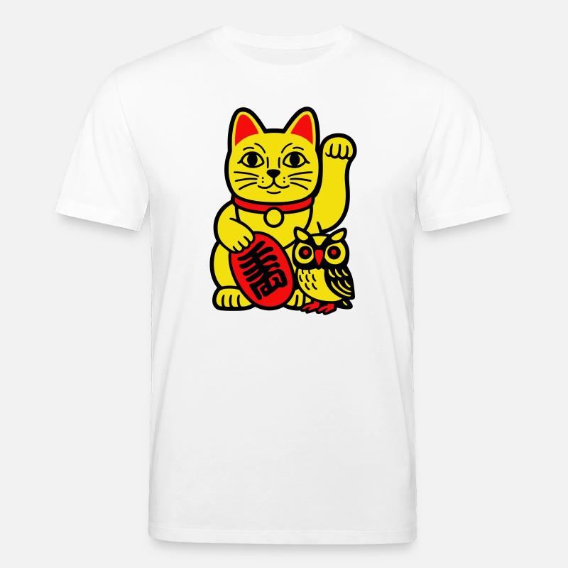 Glückskatze mit kleiner Eule - Stanley/Stella Unisex Bio-T-Shirt CREATOR  - Weiß