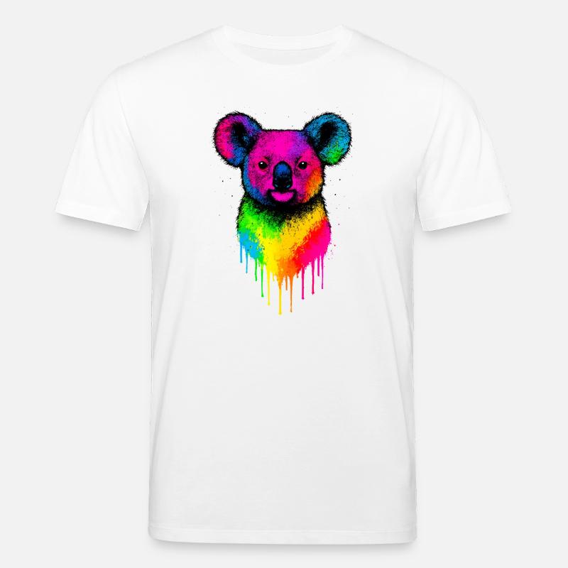 Regenbogen Koala Neon Splatter - Stanley/Stella Unisex Bio-T-Shirt CREATOR  - Weiß