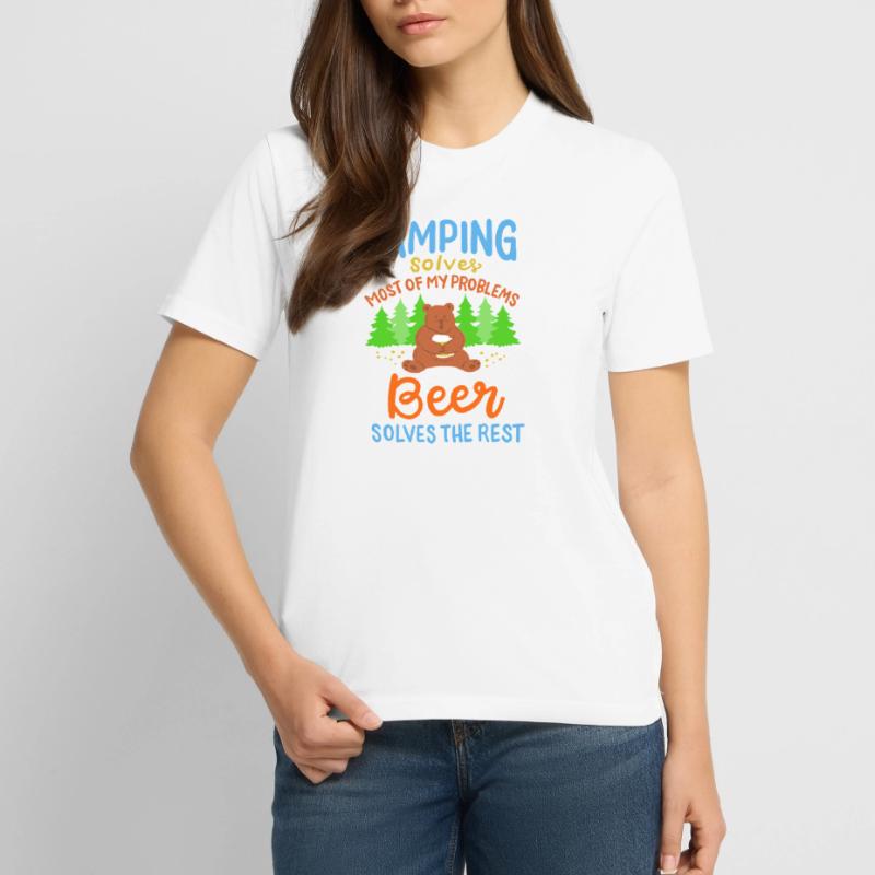 Funny Camping Bear Beer Solves Problems Art Stanley/Stella Unisex Bio-T-Shirt CREATOR 