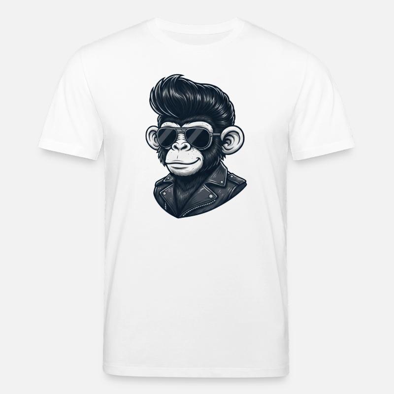 Cool Monkey Chimpanzee Sunglasses Rock and Roll - Stanley/Stella CREATOR økologisk unisex-T-shirt - hvid