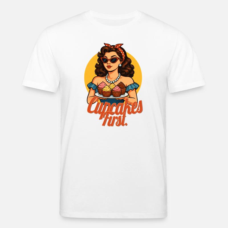 Cupcakes First Retro Pin Up Design - Stanley/Stella Unisex Bio-T-Shirt CREATOR  - Weiß