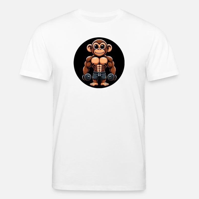 Monkey Chimpanzee Bodybuilder Training - Stanley/Stella CREATOR Unisex Organic T-Shirt - white