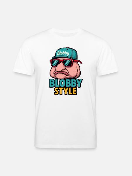 Blobby Style Cartoon Tee - Stanley/Stella CREATOR Unisex Organic T-Shirt - white